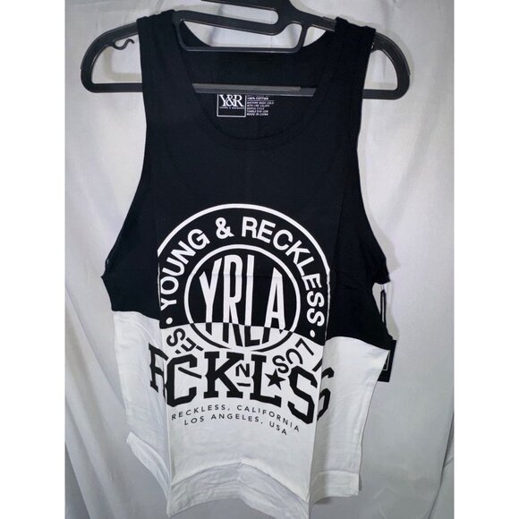 Young & Reckless Men's Logo Tank Top, Black and White, Size S, NWT - Picture 1 of 5